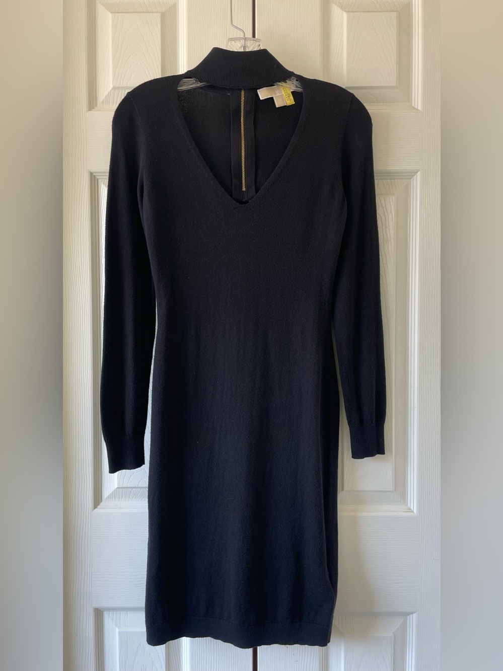 MICHAEL Michael Kors Black Choker Zip Sweater Dress Bodycon XS - Picture 2 of 8